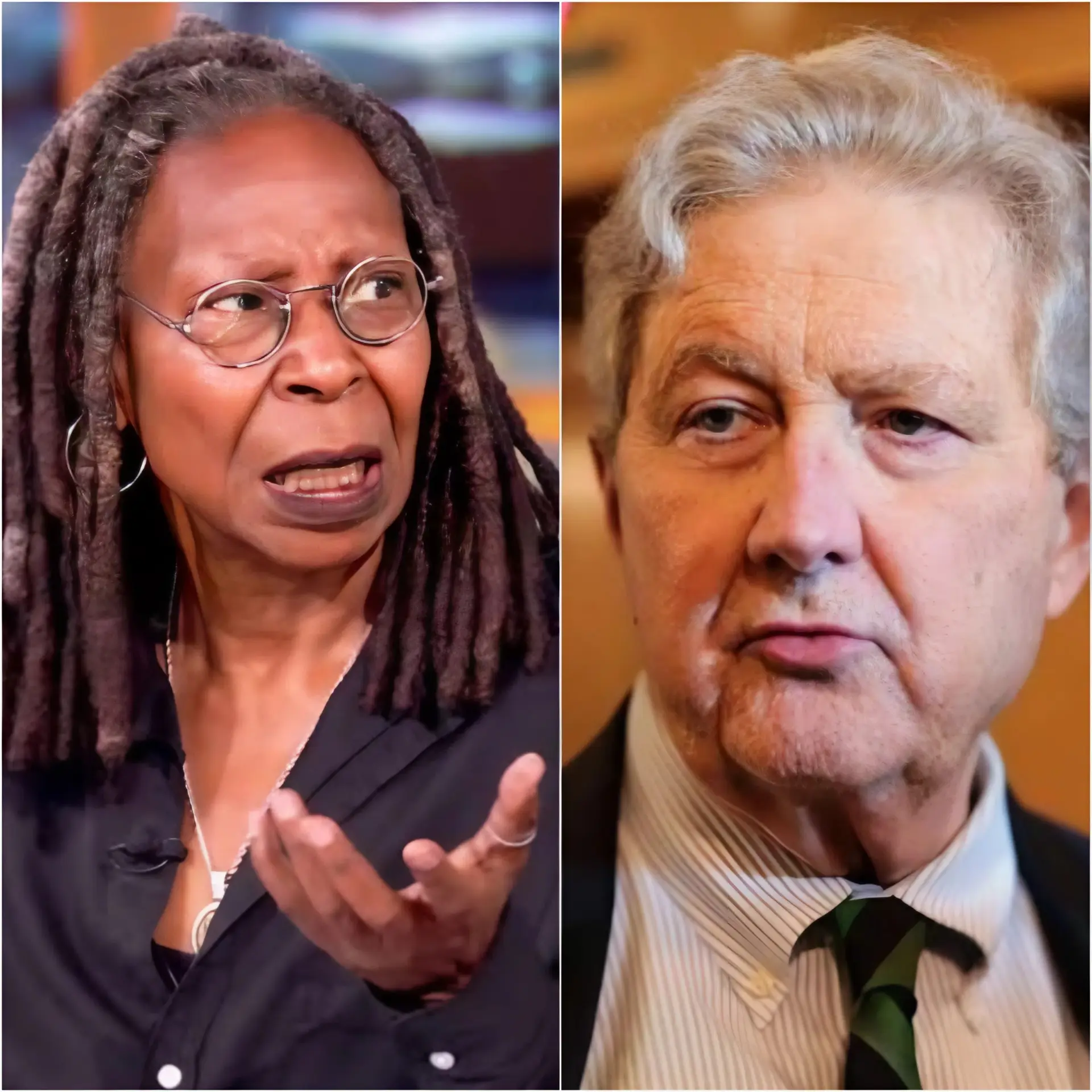 🚨 SHOCKING CLASH: The audience fell into complete silence the moment Whoopi Goldberg turned toward Senator John Neely Kennedy and delivered a sharp, unexpected comment.